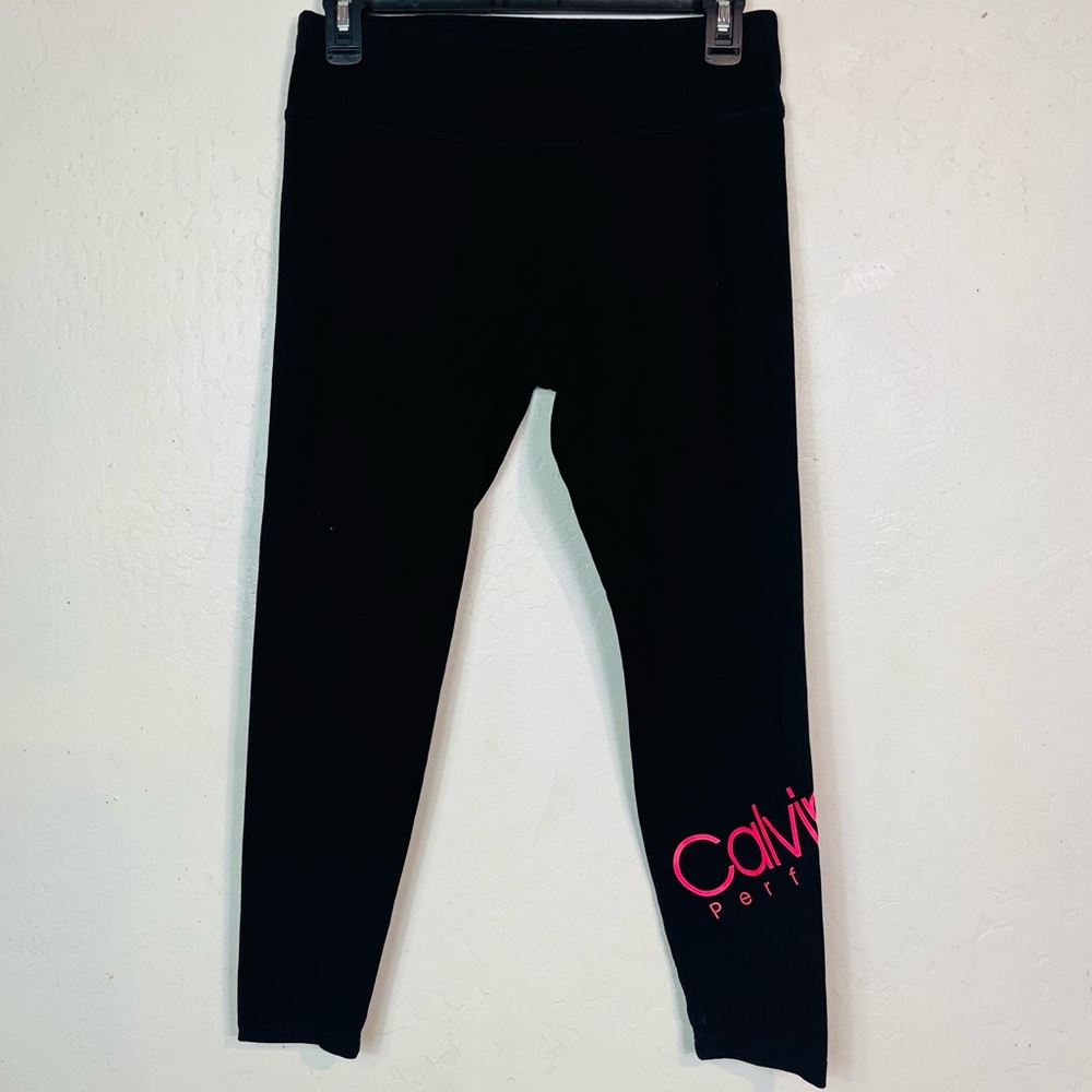 Calvin Klein Performance Black Leggings with Pink Logo